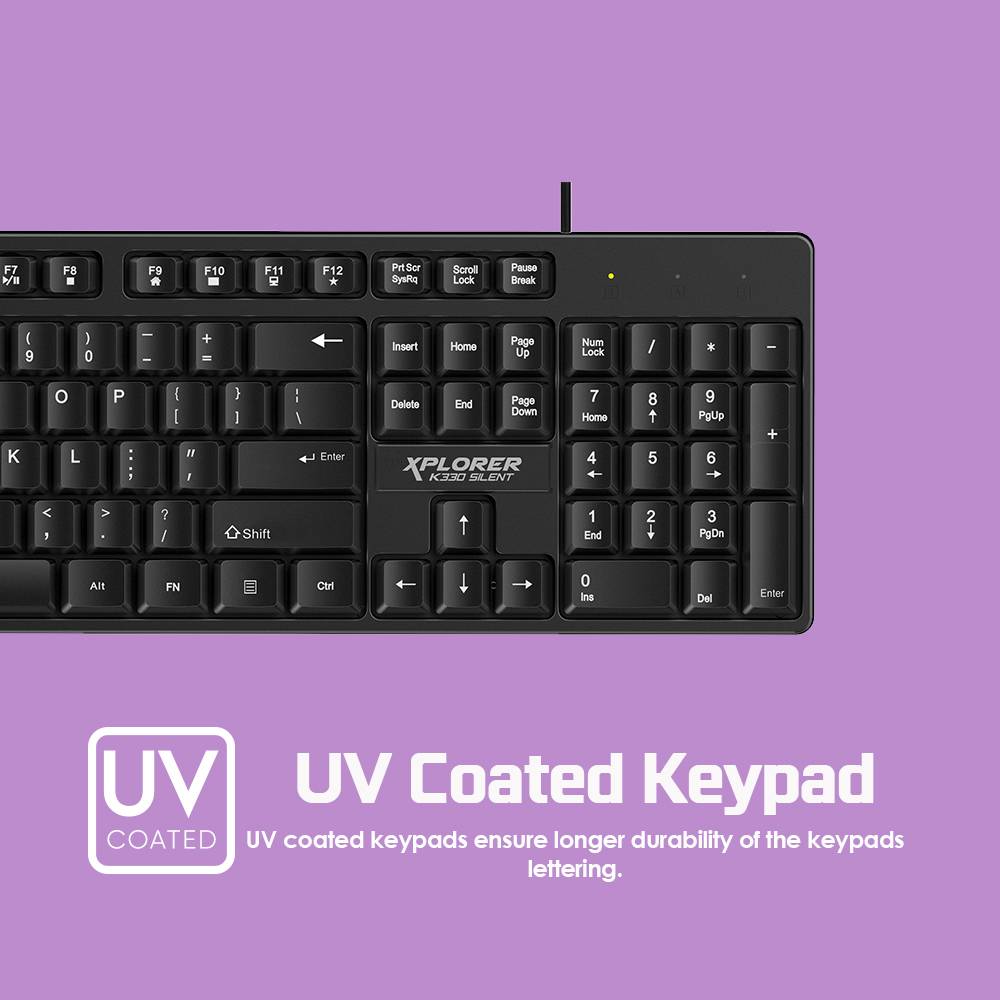 Xplorer K330 Silent HIDefinition USB Wired Keyboard