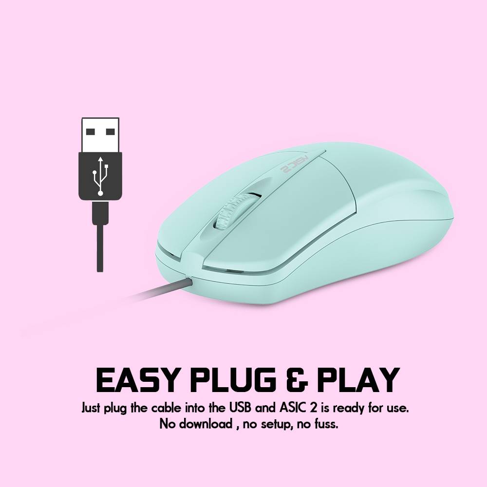 Asic 2 Wired USB Mouse 1600 CPI